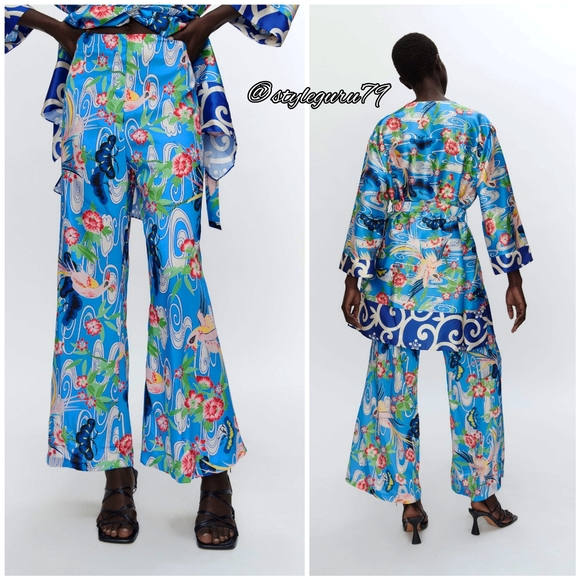 NWT, ZARA, Printed High Waisted Trousers - Picture 3 of 4